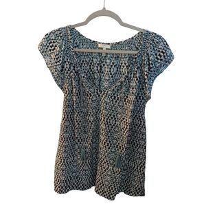 Joie Blue Geometric Print Blouse